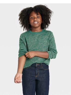 ⭐️ Cat & Jack Jade Green Heathered Long Sleeve Crew Tee Size XL (16)